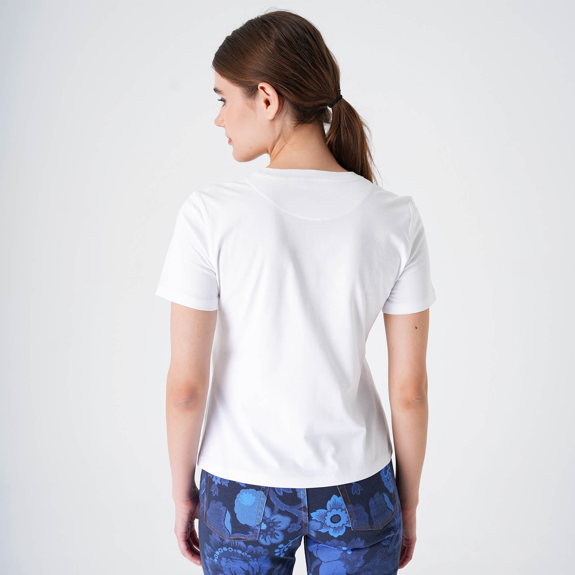 Hermes - White&Navy Canoe Print Tshirt